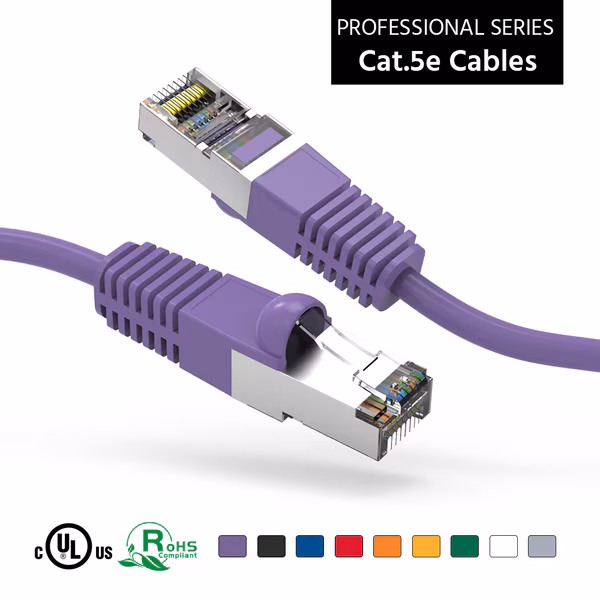 CAT5E Shielded (FTP) Ethernet Network Booted Cable- 10Ft- Purple